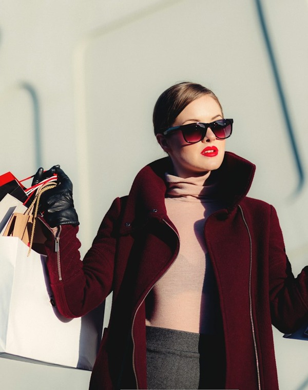 Fashion lifestyle photograph of a shopper