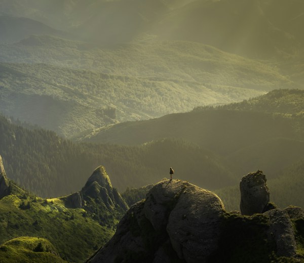 Green mountain range and scenic landscape